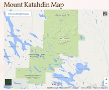 Interactive satellite map of Mount Katahdin in Baxter State Park, Maine. Satellite Map of Mt. Katahdin and Baxter State Park.