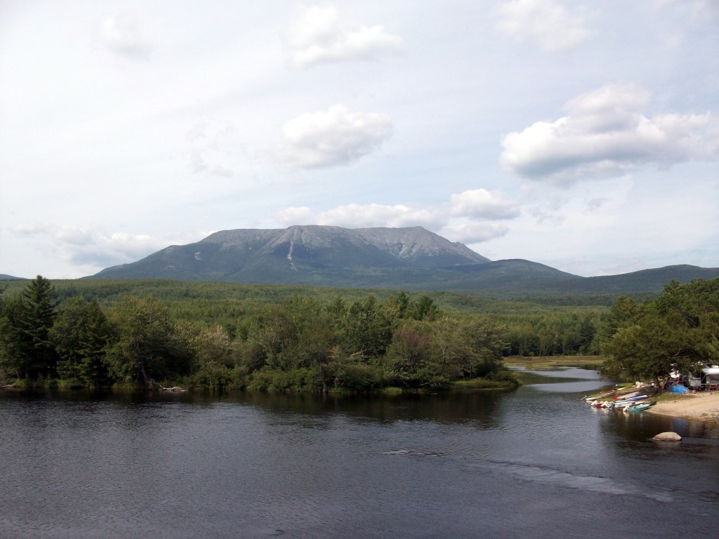 Photo of Mt Katahdin from Abol Bridge.