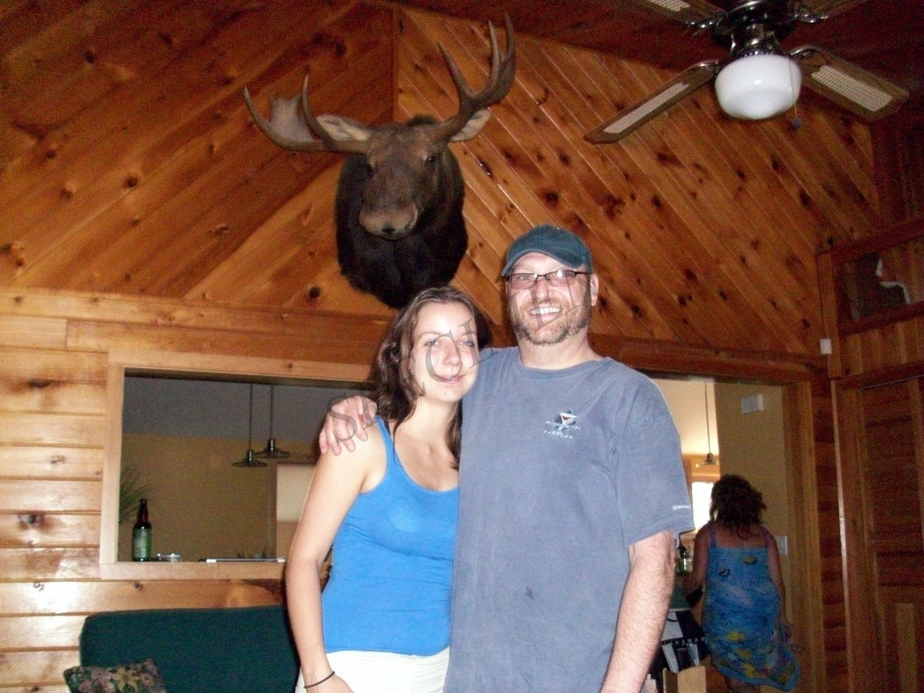Sarah and I with Karen and Mark Emerson's Mounted Moose Head.