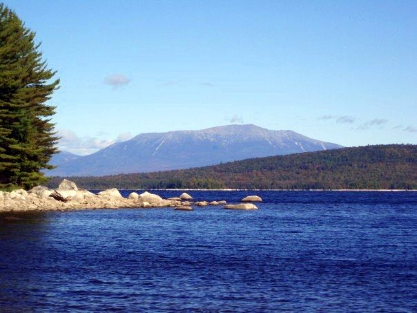 Photograph of Mount Katahdin over low water South Twin Lake.